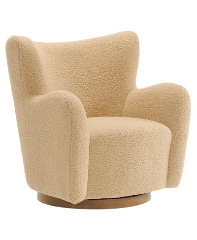Modway Montrose Wingback Sherpa Swivel Accent Chair In Brown