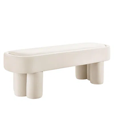 Modway Mossi Oval Performance Velvet Accent Bench In White