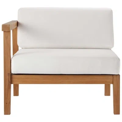 Modway Muret Teak Left-arm Patio Chair With Cushions In Brown