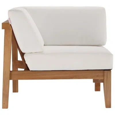 Modway Muret Teak Wood Corner Patio Chair With Cushions In Natural