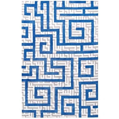 Modway Nahia Geometric Maze Area Rug In Blue;ivory;light Gray