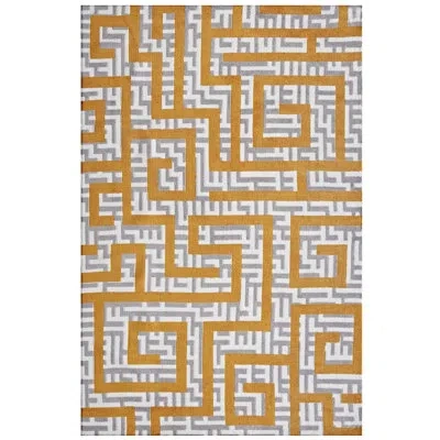 Modway Nahia Geometric Maze Area Rug In Yellow;ivory;light Gray