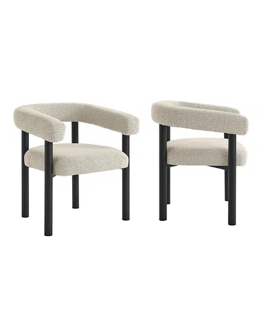 Modway Nautica Outdoor Patio Aluminum Dining Armchairs Set Of 2 In Black