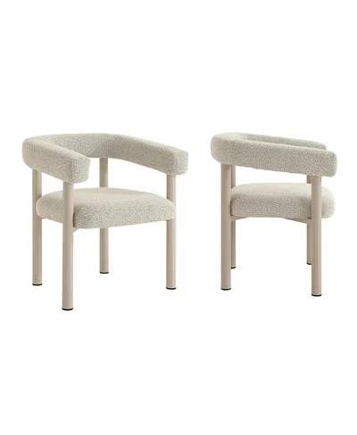 Modway Nautica Outdoor Patio Aluminum Dining Armchairs Set Of 2 In White