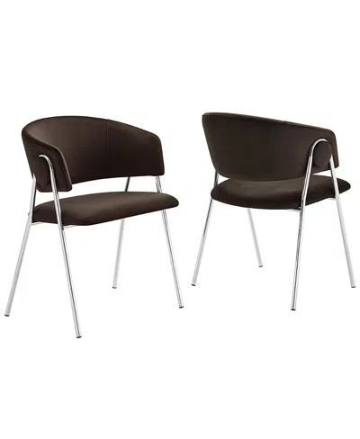 Modway Nella Dining Chair, Set Of 2 In Brown
