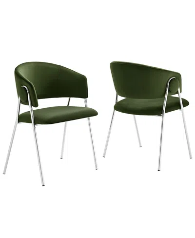 Modway Nella Dining Chair, Set Of 2 In Green