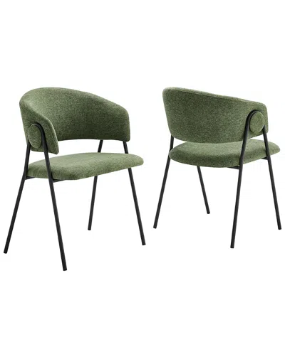Modway Nella Dining Chair, Set Of 2 In Green