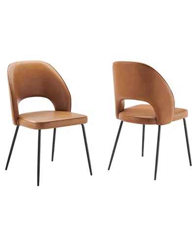 Modway Nico Faux Leather Dining Chair, Set Of 2 In Brown