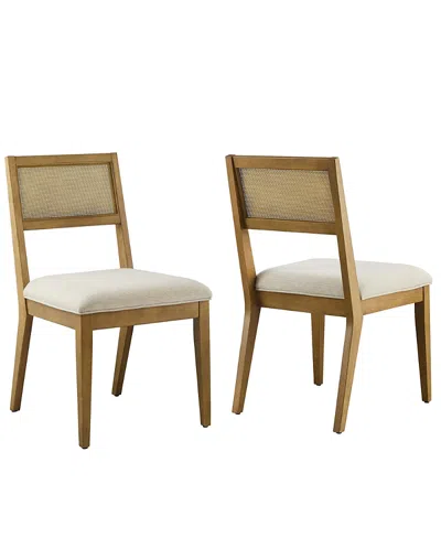 Modway Nimba Faux Rattan Fabric Dining Chairs, Set Of 2 In Brown