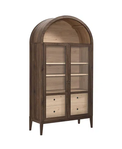Modway Nolan 74 Tall Wide Arched Storage Display Cabinet In Brown
