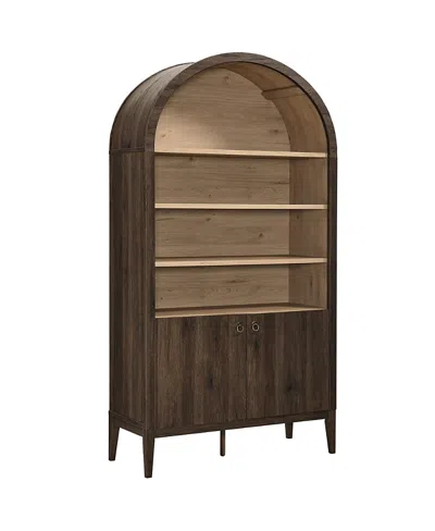 Modway Nolan 74 Tall Wide Arched Storage Display Cabinet Bookshelf In Brown