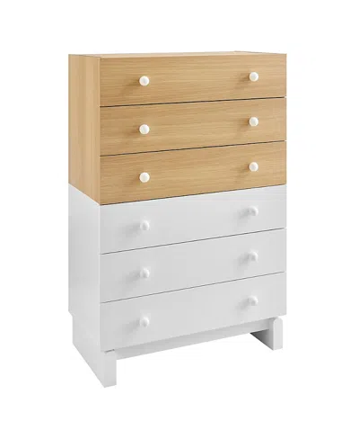 Modway Nolia 6-drawer Color Block Dresser Chest In Brown