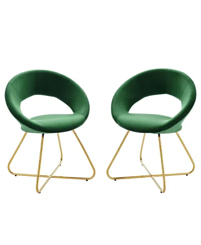 Modway Nouvelle Performance Velvet Dining Chair, Set Of 2 In Green
