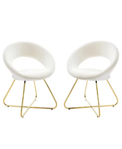 Modway Nouvelle Performance Velvet Dining Chair, Set Of 2 In White