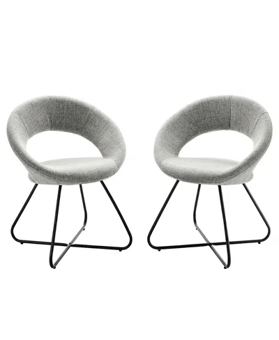 Modway Nouvelle Upholstered Fabric Dining Chair, Set Of 2 In Gray