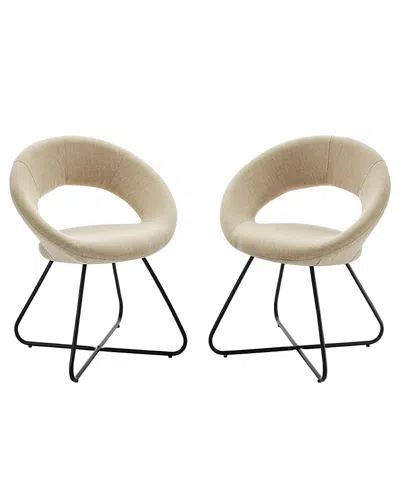 Modway Nouvelle Upholstered Fabric Dining Chair, Set Of 2 In Neutral