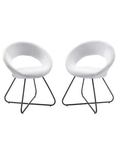 Modway Nouvelle Upholstered Fabric Dining Chair, Set Of 2 In White