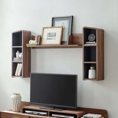 Modway Omnistand Wall Mounted Shelves By  In Walnut Gray;walnut Gray