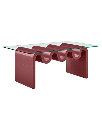Modway Ondine Glass Top Coffee Table In Burgundy