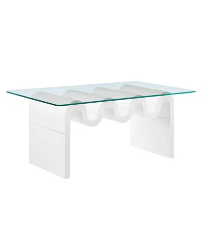 Modway Ondine Glass Top Coffee Table In White