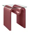 Modway Ondine Glass Top Side Table In Burgundy