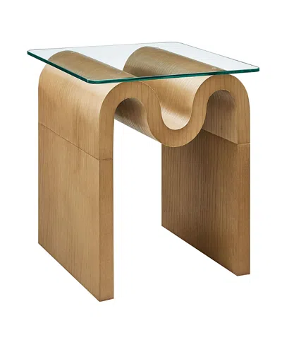 Modway Ondine Glass Top Side Table In Brown