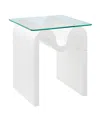 Modway Ondine Glass Top Side Table In White