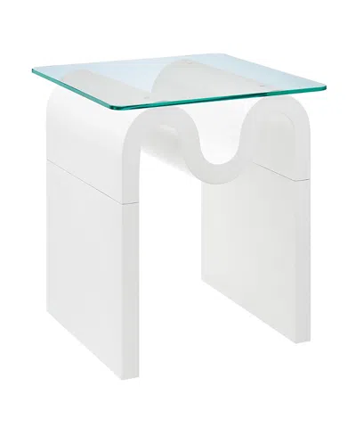 Modway Ondine Glass Top Side Table In White