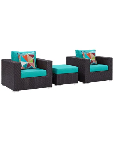 Modway Outdoor Convene 3 Piece Outdoor Patio Sofa In Multi