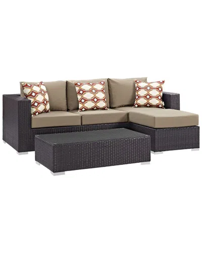 Modway Outdoor Convene 3 Piece Outdoor Patio Sofa In Neutral