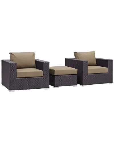 Modway Outdoor Convene 3pc Outdoor Patio Sofa Set In Black