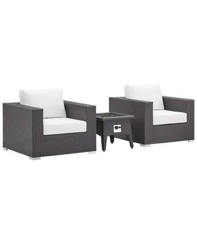 Modway Outdoor Convene 3pc Set Outdoor Patio With Fire Pit In White