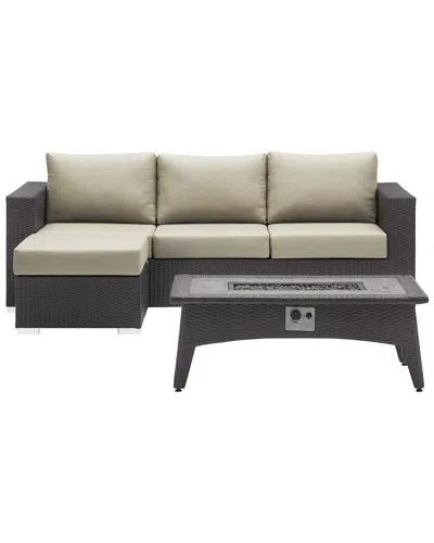 Modway Outdoor Convene 3pc Set Outdoor Patio With Fire Pit In Green