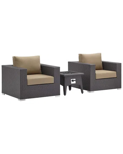 Modway Outdoor Convene 3pc Set Outdoor Patio With Fire Pit In Gray