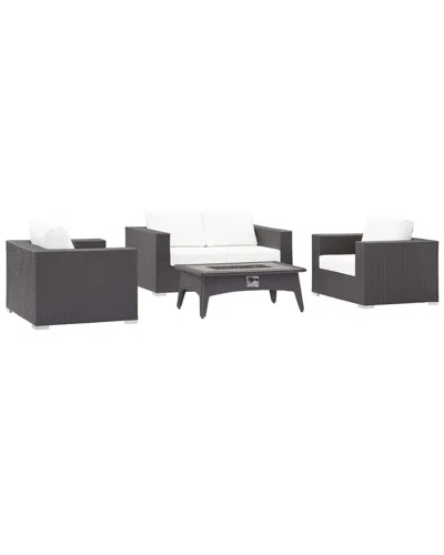 Modway Outdoor Convene 4pc Set Outdoor Patio With Fire Pit In Black