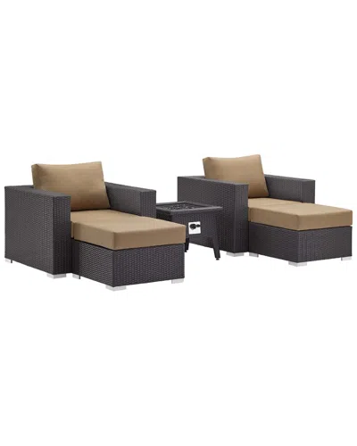 Modway Outdoor Convene 5pc Set Outdoor Patio With Fire Pit In Brown