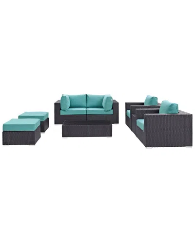 Modway Outdoor Convene 8pc Outdoor Patio Sectional In Blue