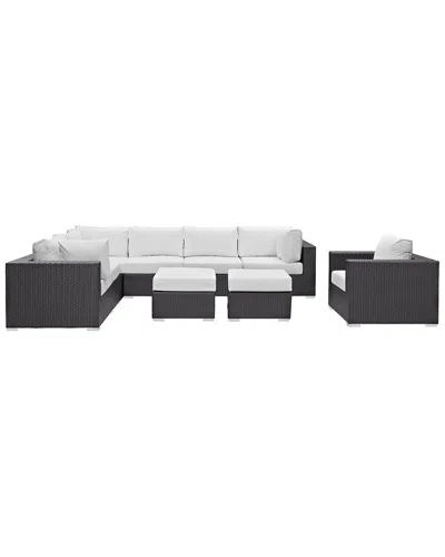 Modway Outdoor Convene 9pc Outdoor Patio Wicker Ra In White
