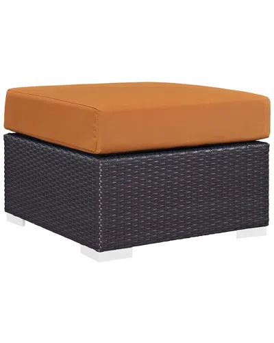 Modway Outdoor Convene Outdoor Patio Fabric Square Ottoman In Espresso Orange