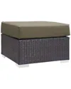 Modway Outdoor Convene Outdoor Patio Fabric Square Ottoman In Espresso Mocha