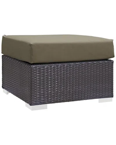 Modway Outdoor Convene Outdoor Patio Fabric Square Ottoman In Espresso Mocha