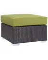 Modway Outdoor Convene Outdoor Patio Fabric Square Ottoman In Espresso Peridot