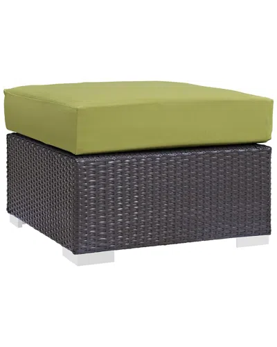 Modway Outdoor Convene Outdoor Patio Fabric Square Ottoman In Espresso Peridot