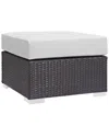 Modway Outdoor Convene Outdoor Patio Fabric Square Ottoman In Espresso White