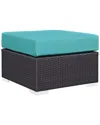 Modway Outdoor Convene Outdoor Patio Fabric Square Ottoman In Espresso Turquoise