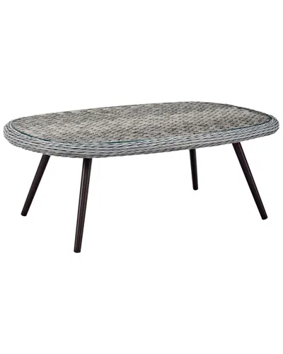 Modway Outdoor Endeavor Outdoor Patio Wicker Rattan Coffee Table In Gray