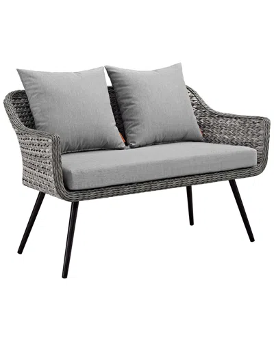 Modway Outdoor Endeavor Outdoor Patio Wicker Rattan Loveseat In Gray
