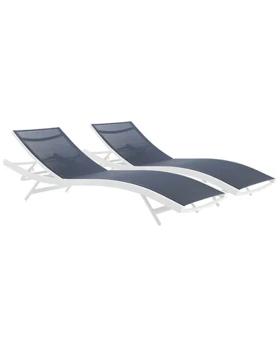 Modway Outdoor Glimpse Outdoor Patio Mesh Chaise Lounge Set Of 2 In Blue