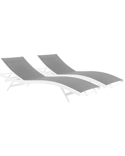 Modway Outdoor Glimpse Set Of 2 Patio Mesh Lounge Chaise In Gray
