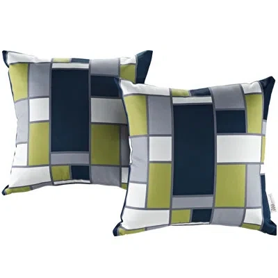 Modway Outdoor Indoor Two All Weather Patio Throw Pillows In Rectangle By  In Blue